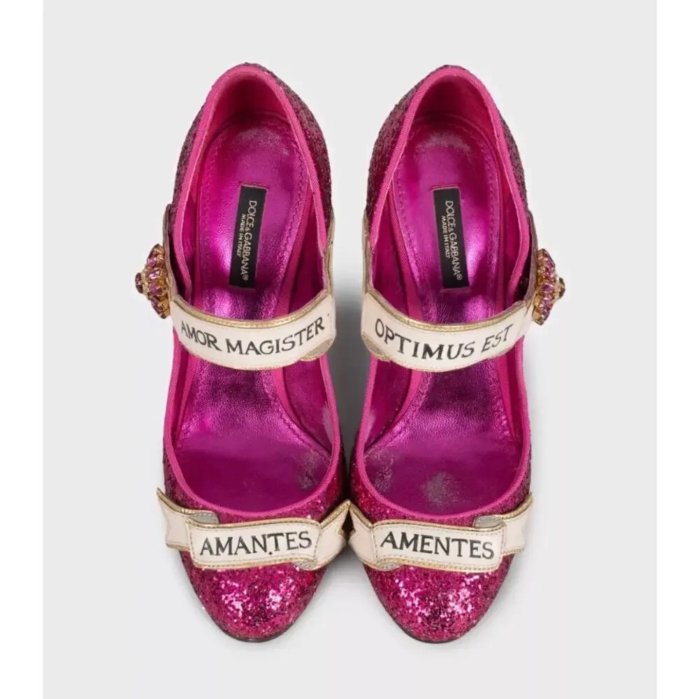 Dolce & Gabbana Pink Glitter Pumps - EU 36.5